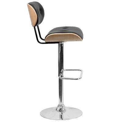 Flash Furniture Bentwood Adjustable Height Barstool With Button Tufted Vinyl Upholstery 7 Flash Furniture Bentwood Adjustable Height Barstool With Button Tufted Vinyl Upholstery - Image 7