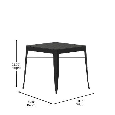 Flash Furniture All-Weather Resin Top Square Table & 4 Metal Chairs With Poly Resin Seats-Black 7 Flash Furniture All-Weather Resin Top Square Table & 4 Metal Chairs With Poly Resin Seats-Black - Image 7