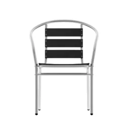 Flash Furniture Lila Aluminum Commercial Indoor-Outdoor Restaurant Stack Chair With Triple Slat Faux Teak Back -Flash Furniture Shop GUEST db5df191 ae4b 4d89 9632 c3d0a6822248