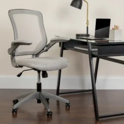 Flash Furniture Mid-Back Mesh Swivel Ergonomic Task Office Chair With Gray Frame And Flip-Up Arms