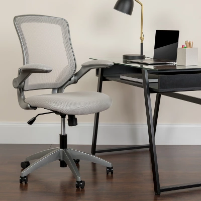 Flash Furniture Mid-Back Mesh Swivel Ergonomic Task Office Chair With Gray Frame And Flip-Up Arms 1 Flash Furniture Mid-Back Mesh Swivel Ergonomic Task Office Chair With Gray Frame And Flip-Up Arms