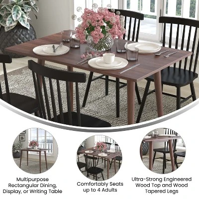 Flash Furniture Hatfield 47 Inch Mid-Century Modern Wood Dining Table, Wood Kitchen Table, Dark Walnut 3 Flash Furniture Hatfield 47 Inch Mid-Century Modern Wood Dining Table, Wood Kitchen Table, Dark Walnut - Image 3