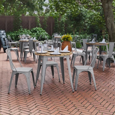 Flash Furniture Declan Commercial Grade Indoor/Outdoor Dining Table, 30" Round All Weather Poly Resin Top With Steel Base 1 Flash Furniture Declan Commercial Grade Indoor/Outdoor Dining Table, 30" Round All Weather Poly Resin Top With Steel Base