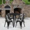 Flash Furniture Commercial Grade 30" Round Metal Indoor-Outdoor Table Set With 4 Arm Chairs