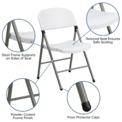 Flash Furniture HERCULES Series White Plastic Folding Chairs | Set Of 2 Lightweight Folding Chairs With Gray Frame -Flash Furniture Shop GUEST dd4c808a faf9 439f 8980 9d4fea43f4aa