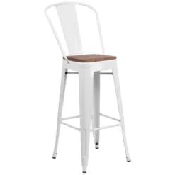 Flash Furniture 30" High Metal Barstool With Back And Wood Seat -Flash Furniture Shop GUEST de46ef98 515e 4452 96cf 6ad19265d1f7