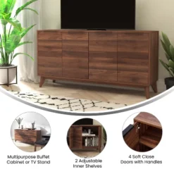 Flash Furniture 60" Buffet Cabinet With 4 Soft Close Doors And Adjustable Shelves - Dark Walnut -Flash Furniture Shop GUEST e026e3c5 f32b 421d 9791 fe5c0fbf8c00