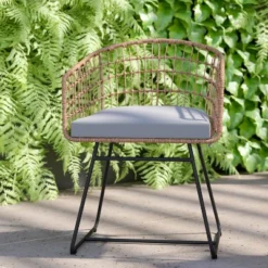 Flash Furniture Devon 3-Piece Patio Bistro Set, Indoor/Outdoor Rattan Rope Chairs, Acacia Wood Top Table & Seat Cushions -Flash Furniture Shop GUEST e0f39707 24be 4371 9954 b517a303cf24