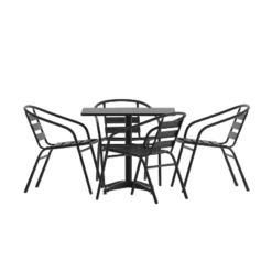 Flash Furniture Lila 31.5'' Square Aluminum Indoor-Outdoor Table Set With 4 Slat Back Chairs -Flash Furniture Shop GUEST e1777872 af18 45d7 9e21 60a5b067dc14