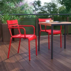 Flash Furniture Nash Commercial Grade Steel Indoor-Outdoor Stackable Chair With 2 Slats And Arms, Set Of 4 -Flash Furniture Shop GUEST e199025f df40 48c6 9794 8791eeaa0daa