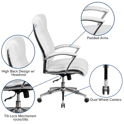 Flash Furniture High Back Designer Smooth Upholstered Executive Swivel Office Chair With Chrome Base And Arms 8 Flash Furniture High Back Designer Smooth Upholstered Executive Swivel Office Chair With Chrome Base And Arms - Image 8