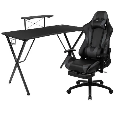 Flash Furniture Gaming Desk And Footrest Reclining Gaming Chair Set With Cup Holder, Headphone Hook, And Monitor/Smartphone Stand 13 Flash Furniture Gaming Desk And Footrest Reclining Gaming Chair Set With Cup Holder, Headphone Hook, And Monitor/Smartphone Stand - Image 13