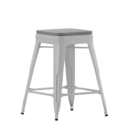 Flash Furniture Cierra Set Of 4 Commercial Grade 24" High Backless Metal Indoor Counter Height Stools With All-Weather Poly Resin Seats -Flash Furniture Shop GUEST e1d6aff7 6221 46db bf03 60743bb78584