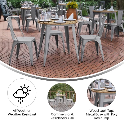 Flash Furniture Declan Commercial Grade Indoor/Outdoor Dining Table, 30" Round All Weather Poly Resin Top With Steel Base 4 Flash Furniture Declan Commercial Grade Indoor/Outdoor Dining Table, 30" Round All Weather Poly Resin Top With Steel Base - Image 4