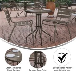 Flash Furniture Lila 23.75'' Round Glass Metal Table With 2 Metal Aluminum Slat Stack Chairs -Flash Furniture Shop GUEST e2d7e7b3 25cb 4011 b405 05aea2d9366c