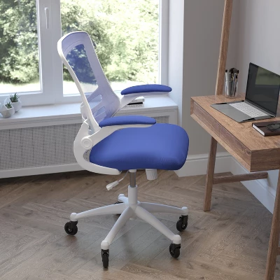 Flash Furniture Kelista Mid-Back Swivel Ergonomic Task Office Chair With Flip-Up Arms And Transparent Roller Wheels 2 Flash Furniture Kelista Mid-Back Swivel Ergonomic Task Office Chair With Flip-Up Arms And Transparent Roller Wheels - Image 2