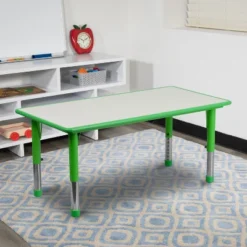 Flash Furniture 23.625"W X 47.25"L Rectangular Plastic Height Adjustable Activity Table