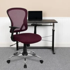 Flash Furniture Mid-Back Mesh Swivel Task Office Chair With Chrome Base And Arms