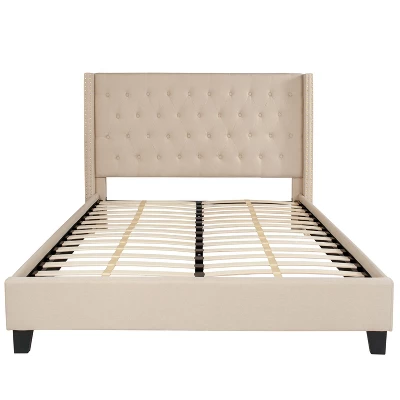 Flash Furniture Riverdale Queen Size Tufted Upholstered Platform Bed In Beige Fabric 3 Flash Furniture Riverdale Queen Size Tufted Upholstered Platform Bed In Beige Fabric - Image 3