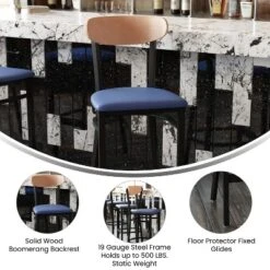 Flash Furniture Wright Commercial Grade Barstool With 500 LB. Capacity Steel Frame, Solid Wood Seat, And Boomerang Back -Flash Furniture Shop GUEST e7f64162 5628 4e03 9824 0597c011b613