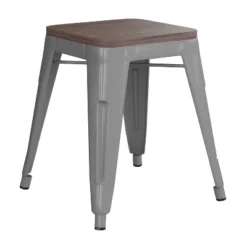 Flash Furniture 18" Backless Table Height Stool With Wooden Seat, Stackable Metal Indoor Dining Stool, Commercial Grade - Set Of 4 -Flash Furniture Shop GUEST e808cd73 78a8 4668 927d d4f68970003e