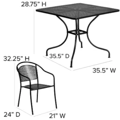 Flash Furniture Oia Commercial Grade 35.5" Square Indoor-Outdoor Steel Patio Table Set With 4 Round Back Chairs -Flash Furniture Shop GUEST e9239284 6460 4b37 825e 05c7a891abf6