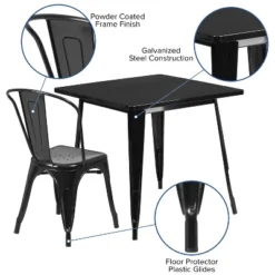 Flash Furniture Commercial Grade 31.5" Square Metal Indoor-Outdoor Table Set With 4 Stack Chairs -Flash Furniture Shop GUEST e93d8cb7 7a0d 470f 8d34 face25b0f797
