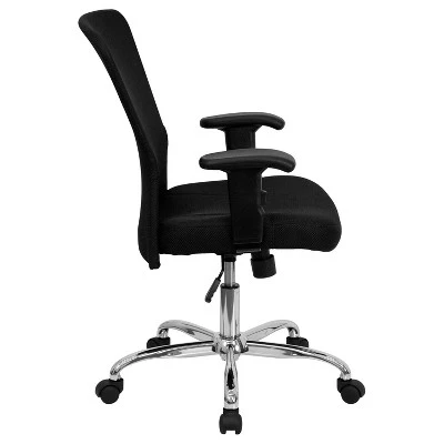 Flash Furniture Mid-Back Black Mesh Contemporary Swivel Task Office Chair With Chrome Base And Adjustable Arms 2 Flash Furniture Mid-Back Black Mesh Contemporary Swivel Task Office Chair With Chrome Base And Adjustable Arms - Image 2