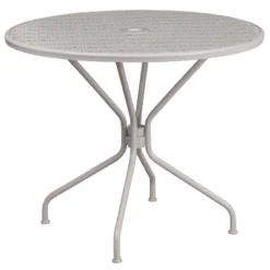 Flash Furniture Oia Commercial Grade 35.25" Round Indoor-Outdoor Steel Patio Table With Umbrella Hole -Flash Furniture Shop GUEST ea7b216b cd26 40bf a393 c64eb709971e