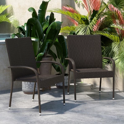 Flash Furniture Maxim Indoor/Outdoor Wicker Dining Chairs With Fade & Weather-Resistant Steel Frames For Patio And Deck 4 Flash Furniture Maxim Indoor/Outdoor Wicker Dining Chairs With Fade & Weather-Resistant Steel Frames For Patio And Deck - Image 4