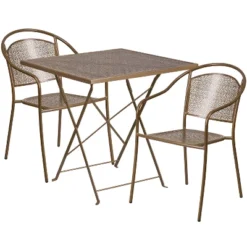 Flash Furniture Oia Commercial Grade 28" Square Indoor-Outdoor Steel Folding Patio Table Set With 2 Round Back Chairs -Flash Furniture Shop GUEST eb80d3d4 7f00 4875 8728 5a1f6d251a1c