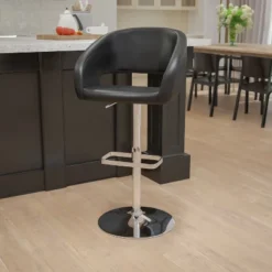 Flash Furniture Contemporary Vinyl Adjustable Height Barstool With Rounded Mid-Back