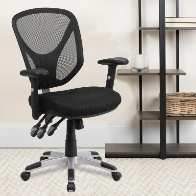 Flash Furniture Mid-Back Black Mesh Multifunction Swivel Ergonomic Task Office Chair With Adjustable Arms 1 Flash Furniture Mid-Back Black Mesh Multifunction Swivel Ergonomic Task Office Chair With Adjustable Arms