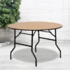 Flash Furniture 4-Foot Round Wood Folding Banquet Table With Clear Coated Finished Top