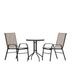 Flash Furniture 3 Piece Outdoor Patio Dining Set - Tempered Glass Patio Table, 2 Flex Comfort Stack Chairs -Flash Furniture Shop GUEST edbe3bfb cd31 433a 9629 9e08a75ecd87
