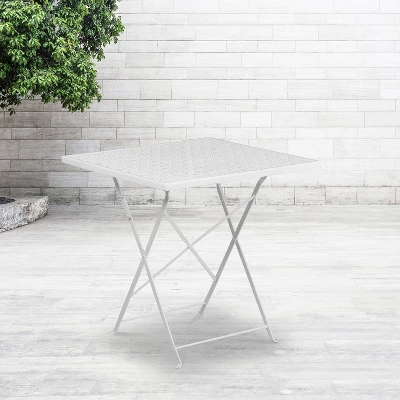 Flash Furniture Oia Commercial Grade 28" Square Indoor-Outdoor Steel Folding Patio Table 1 Flash Furniture Oia Commercial Grade 28" Square Indoor-Outdoor Steel Folding Patio Table
