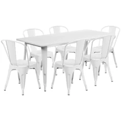 Flash Furniture Commercial Grade 31.5" X 63" Rectangular Metal Indoor-Outdoor Table Set With 6 Stack Chairs -Flash Furniture Shop GUEST efb1bfca 877b 4cc0 8015 b1ad7a2b3f6f