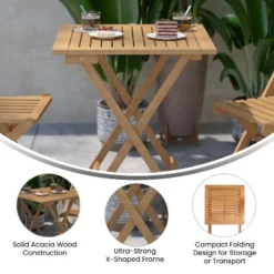 Flash Furniture Martindale Solid Acacia Wood 24 Inch Square Portable Folding Patio Table With Slatted Top And X Shaped Frame In Natural -Flash Furniture Shop GUEST f10a7b69 e61f 4b08 aa16 1f4330236678