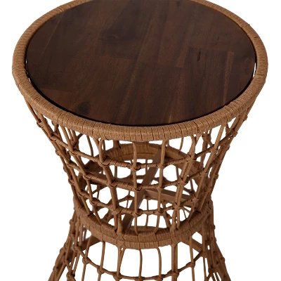 Flash Furniture Devon Indoor/Outdoor Natural Finish Rattan Rope Table With Acacia Wood Top, Fade And Weather Resistant 6 Flash Furniture Devon Indoor/Outdoor Natural Finish Rattan Rope Table With Acacia Wood Top, Fade And Weather Resistant - Image 6