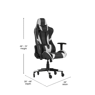 Flash Furniture X20 Gaming Chair Racing Office Computer PC Adjustable Chair With Reclining Back And Transparent Roller Wheels 5 Flash Furniture X20 Gaming Chair Racing Office Computer PC Adjustable Chair With Reclining Back And Transparent Roller Wheels - Image 5