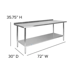 Flash Furniture Stainless Steel 18 Gauge Prep And Work Table With 1.5" Backsplash And Undershelf, NSF -Flash Furniture Shop GUEST f382c99b 89af 48ab 8dc2 441f35d72df9