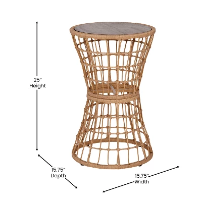 Flash Furniture Devon Indoor/Outdoor Natural Finish Rattan Rope Table With Acacia Wood Top, Fade And Weather Resistant 5 Flash Furniture Devon Indoor/Outdoor Natural Finish Rattan Rope Table With Acacia Wood Top, Fade And Weather Resistant - Image 5