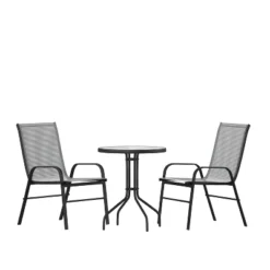 Flash Furniture 3 Piece Outdoor Patio Dining Set - Tempered Glass Patio Table, 2 Flex Comfort Stack Chairs -Flash Furniture Shop GUEST f400ca04 9f18 45ec 95a8 d4aa2d62d437