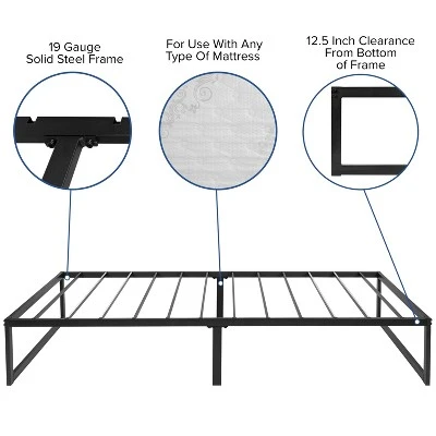 Flash Furniture 14 Inch Metal Platform Bed Frame With 12 Inch Memory Foam Pocket Spring Mattress In A Box (No Box Spring Required) 2 Flash Furniture 14 Inch Metal Platform Bed Frame With 12 Inch Memory Foam Pocket Spring Mattress In A Box (No Box Spring Required) - Image 2