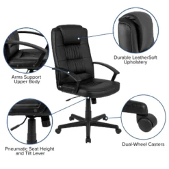 Flash Furniture Biscayne Flash Fundamentals High Back Black LeatherSoft-Padded Task Office Chair With Arms -Flash Furniture Shop GUEST f5e094f7 5eca 4f18 a5eb 67714eeb316e