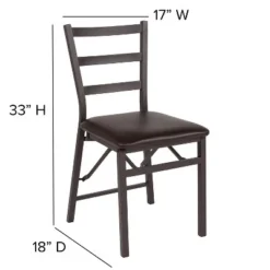 Flash Furniture HERCULES Series Brown Folding Ladder Back Metal Chair With Brown Vinyl Seat -Flash Furniture Shop GUEST f66ec6f0 3786 48bd 8971 a6913a187680