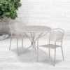 Flash Furniture Oia Commercial Grade 35.25" Round Indoor-Outdoor Steel Patio Table Set With 2 Round Back Chairs