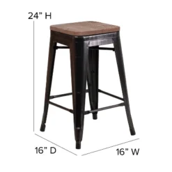 Flash Furniture 24" High Backless Metal Counter Height Stool With Square Wood Seat -Flash Furniture Shop GUEST fc21ecc3 a648 4a8c beae b758a301633a