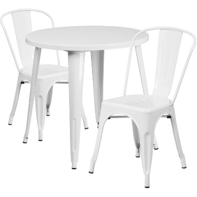 Flash Furniture Commercial Grade 30" Round Metal Indoor-Outdoor Table Set With 2 Cafe Chairs 5 Flash Furniture Commercial Grade 30" Round Metal Indoor-Outdoor Table Set With 2 Cafe Chairs - Image 5