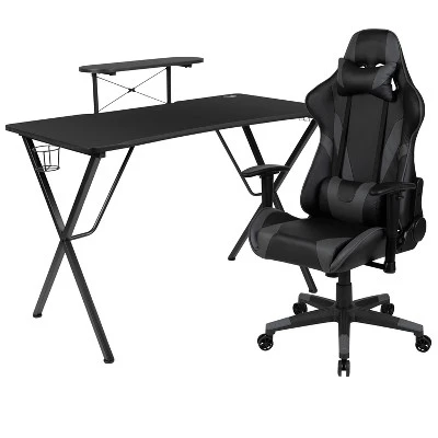 Flash Furniture Gaming Desk And Reclining Gaming Chair Set With Cup Holder, Headphone Hook, And Monitor/Smartphone Stand 13 Flash Furniture Gaming Desk And Reclining Gaming Chair Set With Cup Holder, Headphone Hook, And Monitor/Smartphone Stand - Image 13